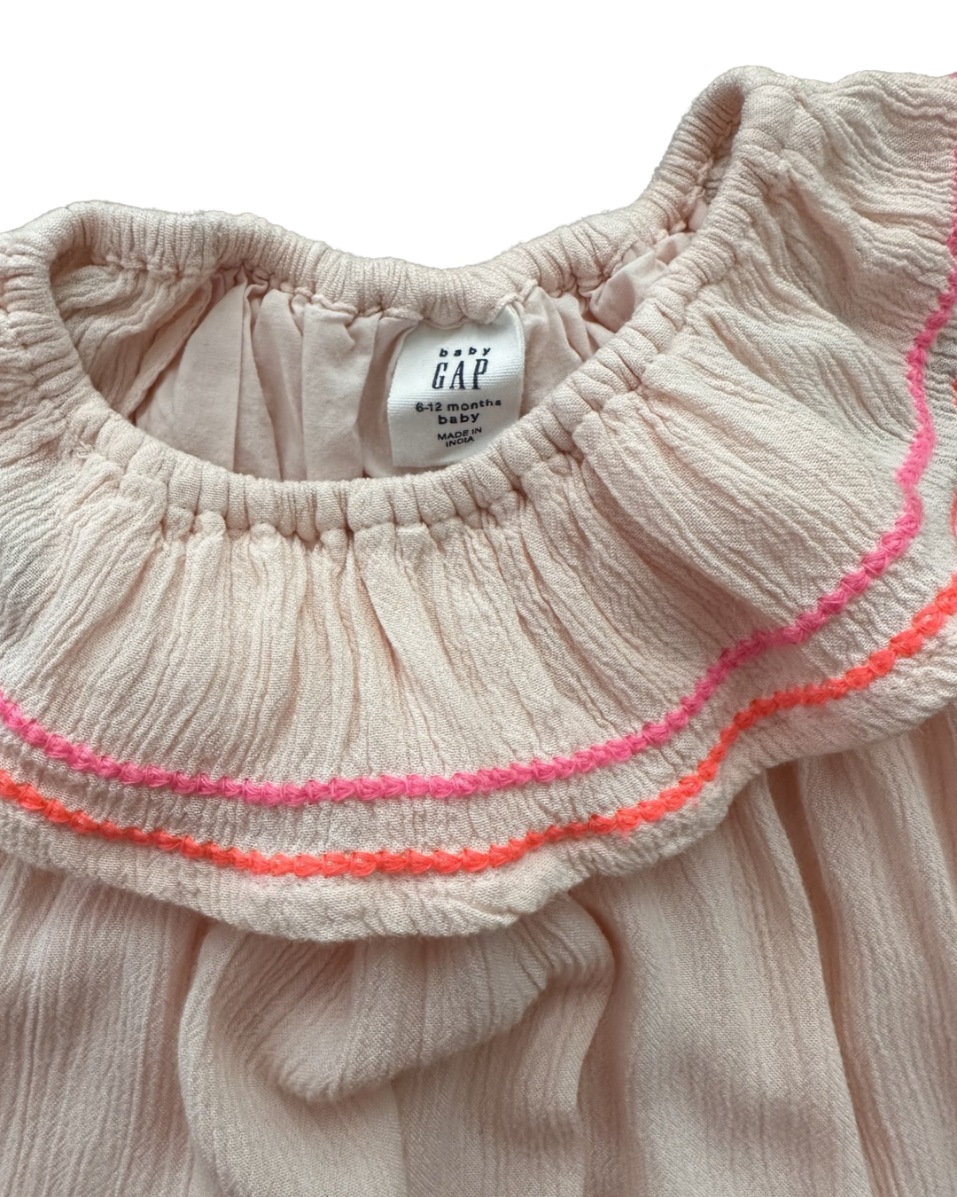 6-12M Baby Girl Baby Gap Light Pink Muslin Onesie Dress