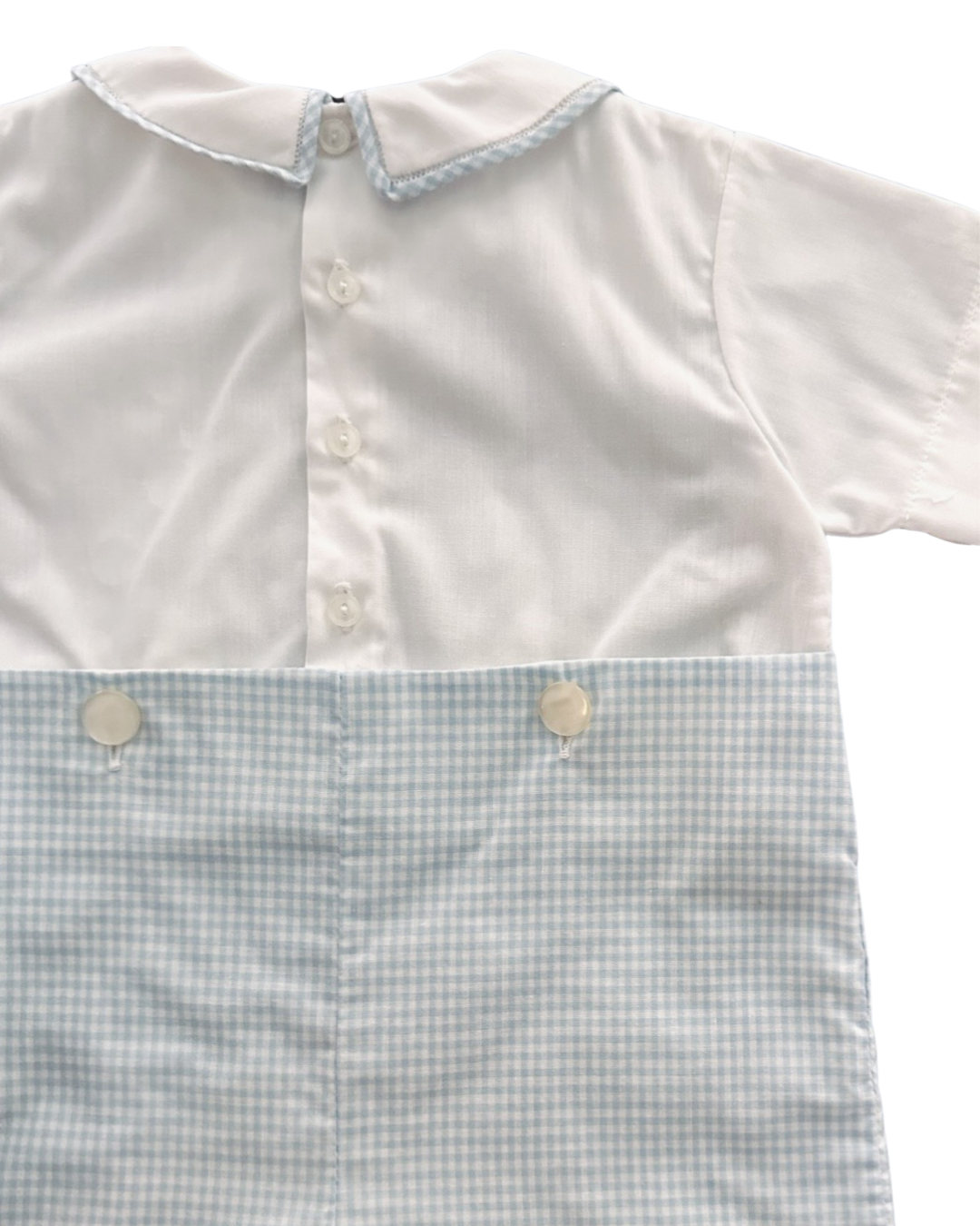 6M Baby Boy Classic Feltman Bros Light Blue Gingham Romper