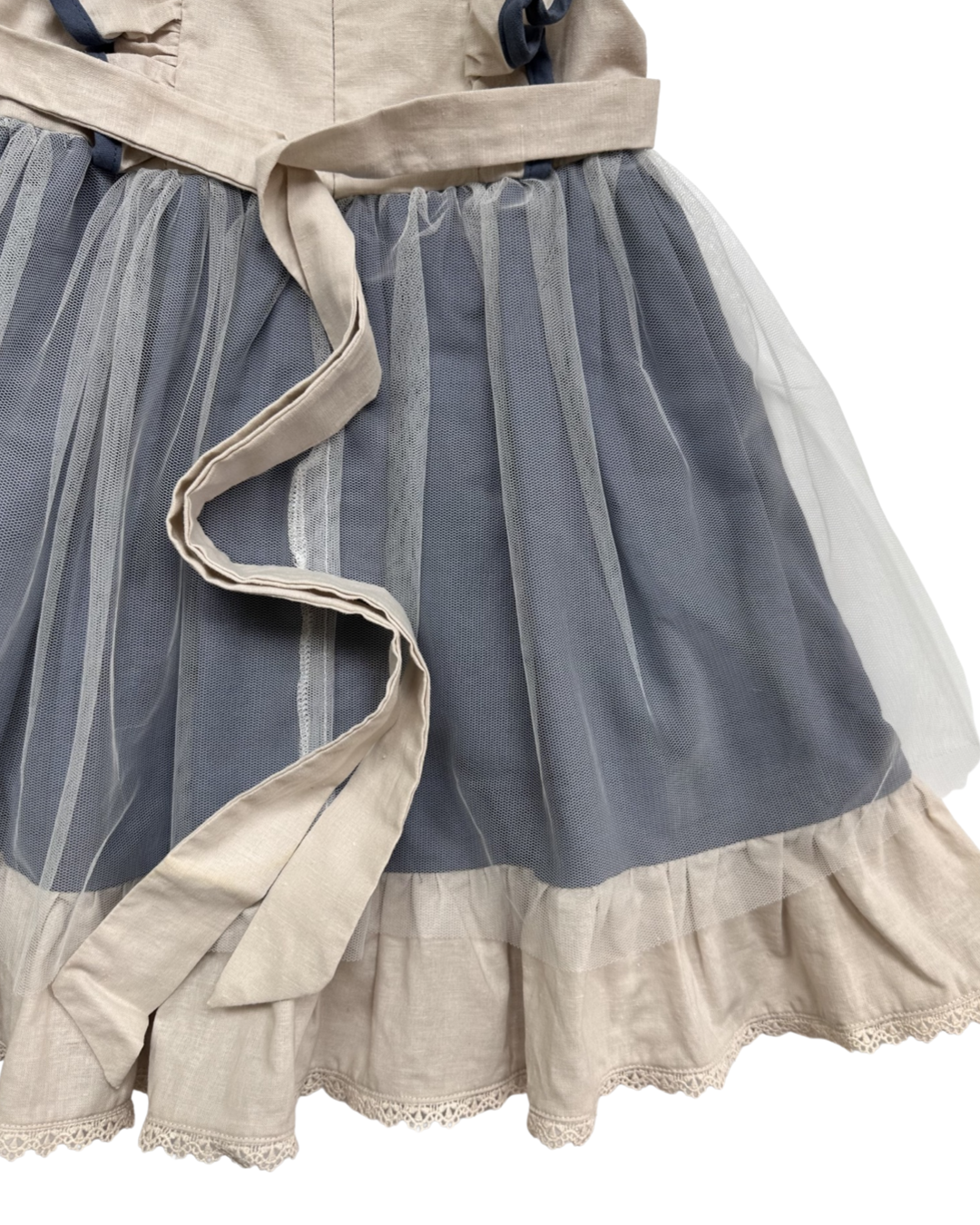 4T Toddler Girl Only Little Once Flutter Sleeve Tulle Dress with Floral Embroidered Top