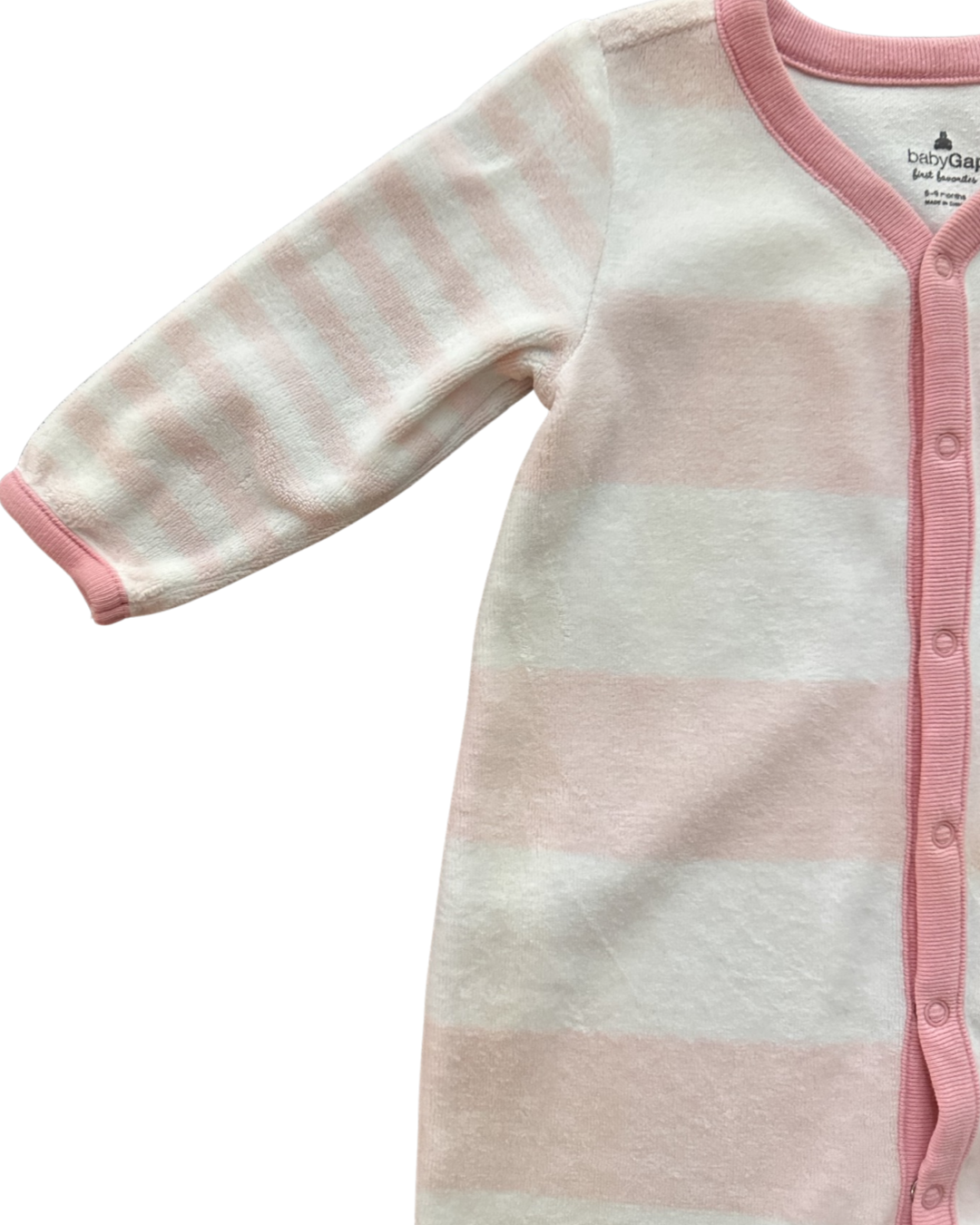 6-9M Baby Girl Baby Gap Pink and White Striped Terry Sleeper