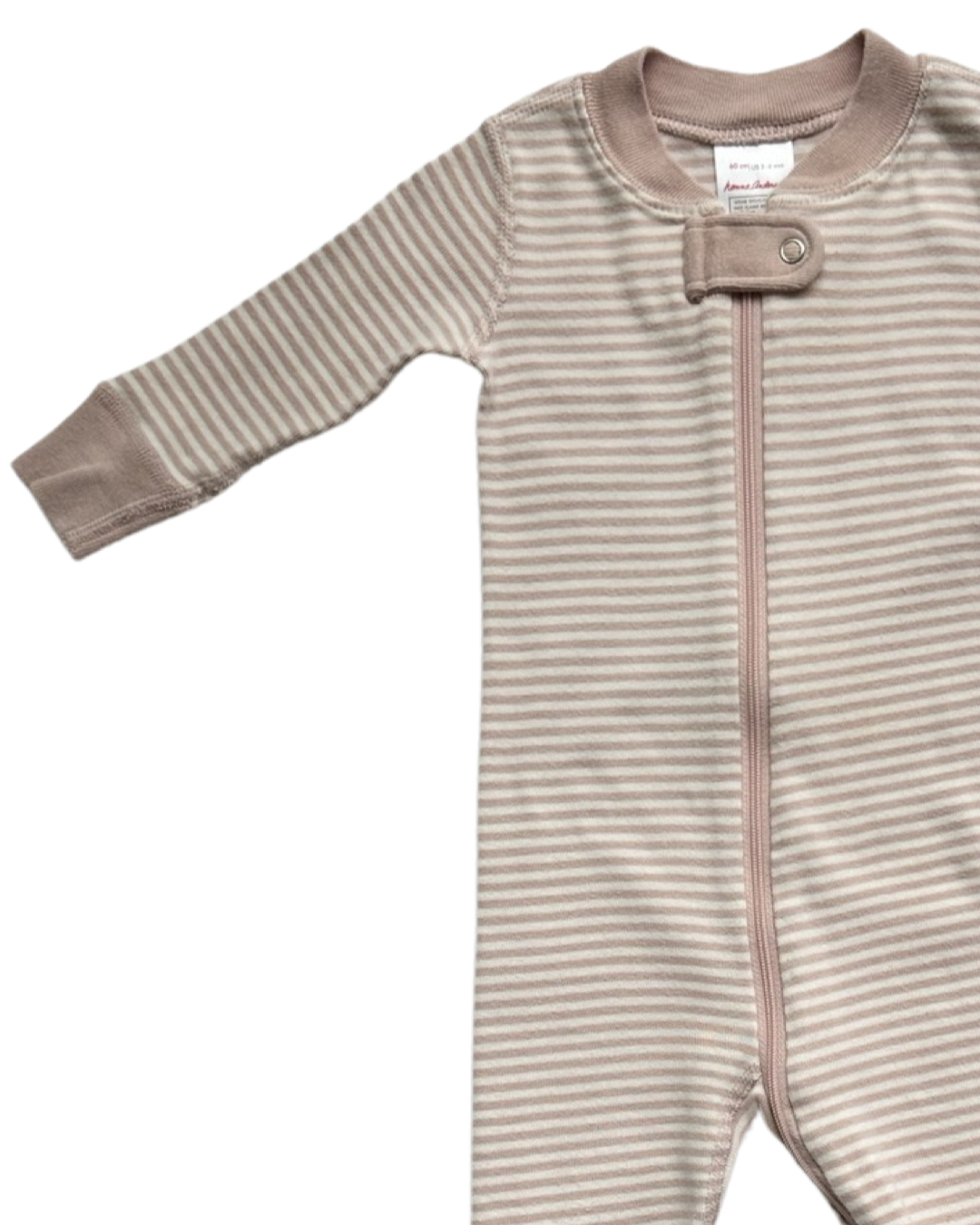 3-6M Baby Girl Hanna Andersson Dusty Rose Striped Zippered Sleeper PJs