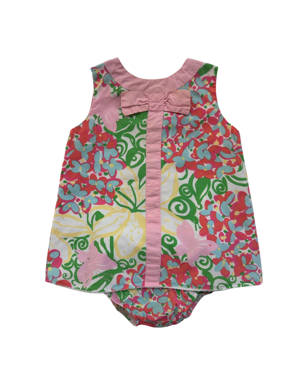 12M-18M Baby Girl Lilly Pulitzer Butterfly and Pink Floral Dress & Bloomers