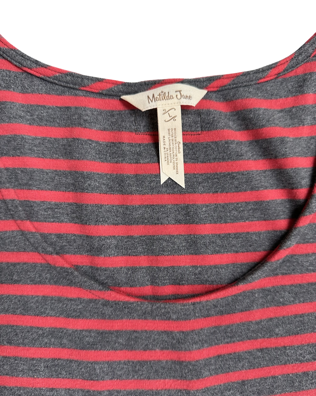 Women’s Size Large Matilda Jane ‘Twas the Night Grey & Red Striped Tulle Dress