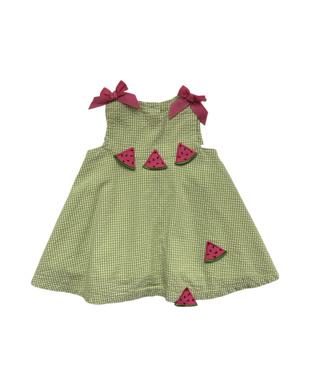 2T Toddler Girl Baby Crew Green Gingham Watermelon Dress