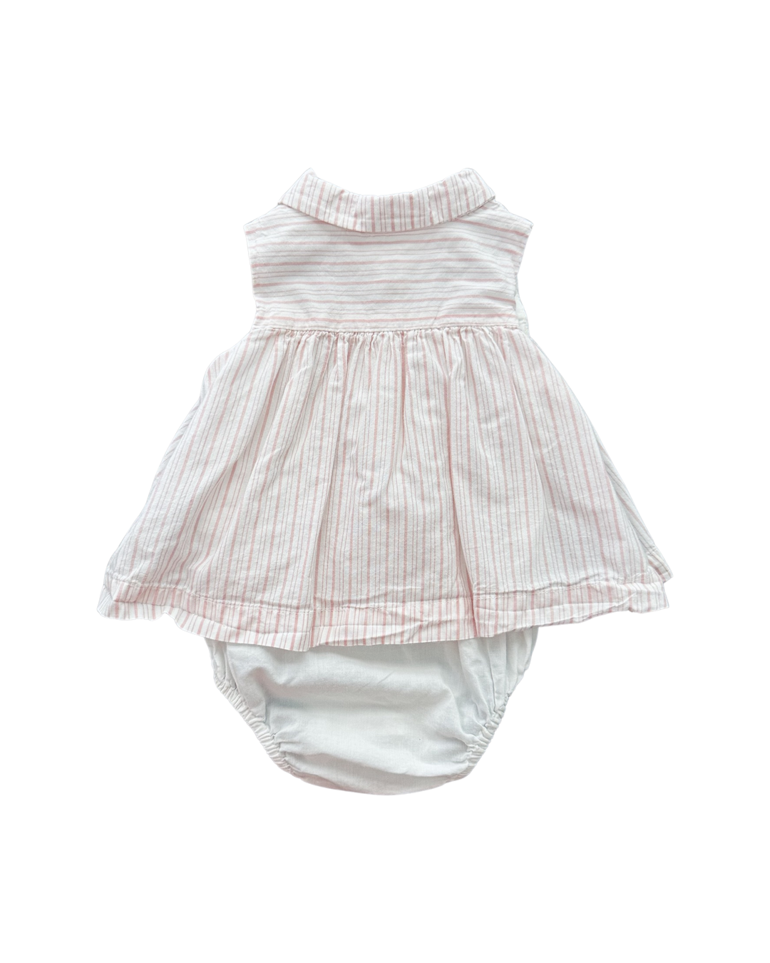 6-12M Baby Girl Baby Gap Pink / White Striped Onesie Dress