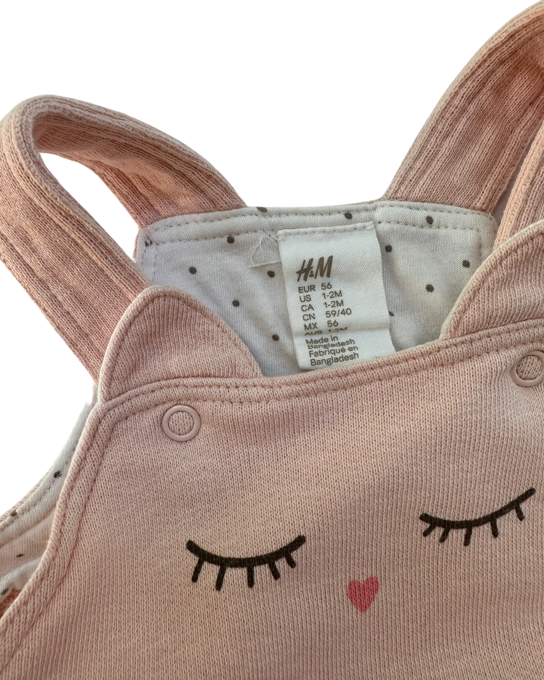 0-3M Baby Girl H&M Pink Kitty Overall Romper