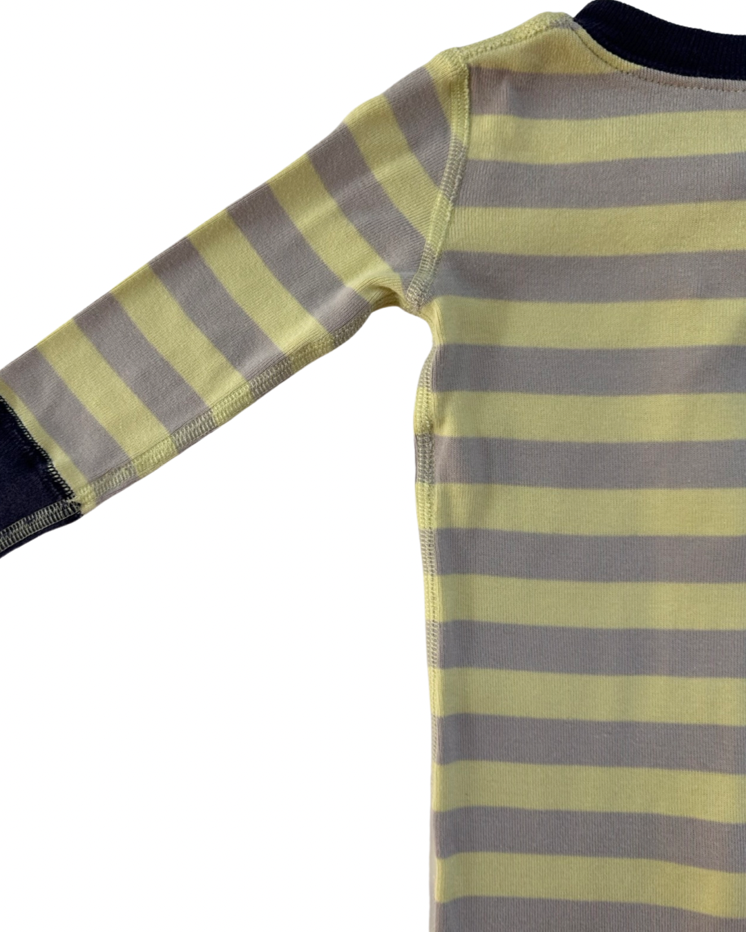 9M-12M Baby Boy Hanna Andersson Organic Cotton Citrus Yellow and Gray Striped Zippered Sleeper PJs