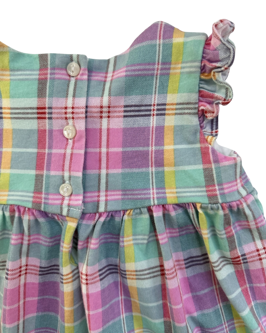 6M Baby Girl Ralph Lauren Pink & Green Plaid Ruffle Dress with Matching Bloomers