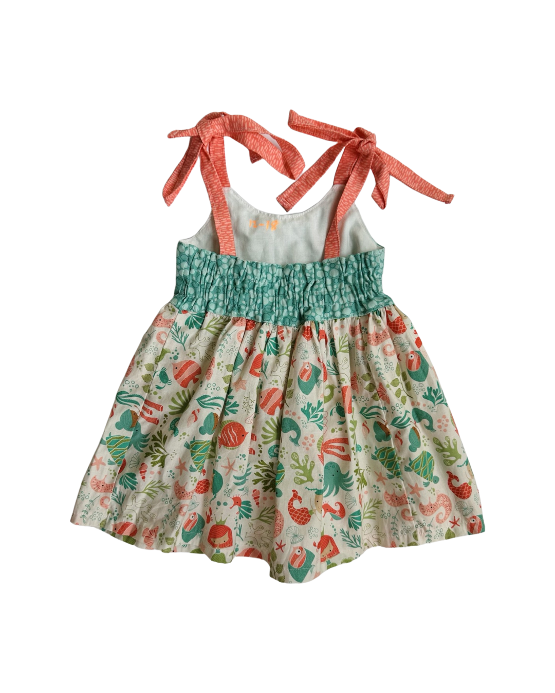 12M-18M Baby Girl Boutique Mermaid Sea Teal / Coral Dress