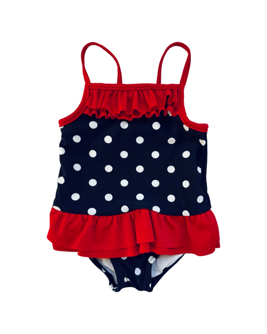 9M Baby Girl Carter’s Navy and White Polka Dot Swim Suit