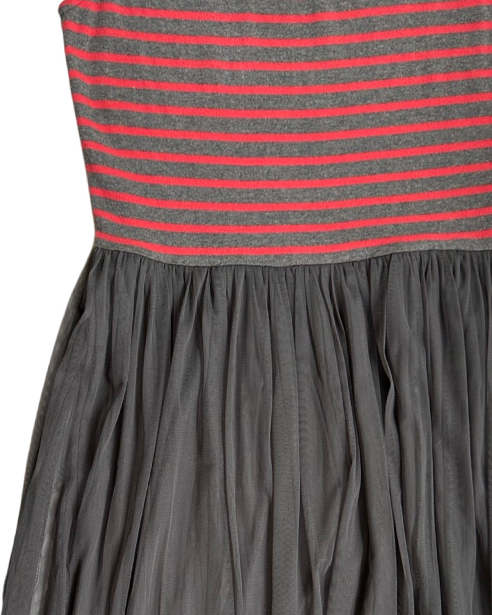 Women’s Size Large Matilda Jane ‘Twas the Night Grey & Red Striped Tulle Dress