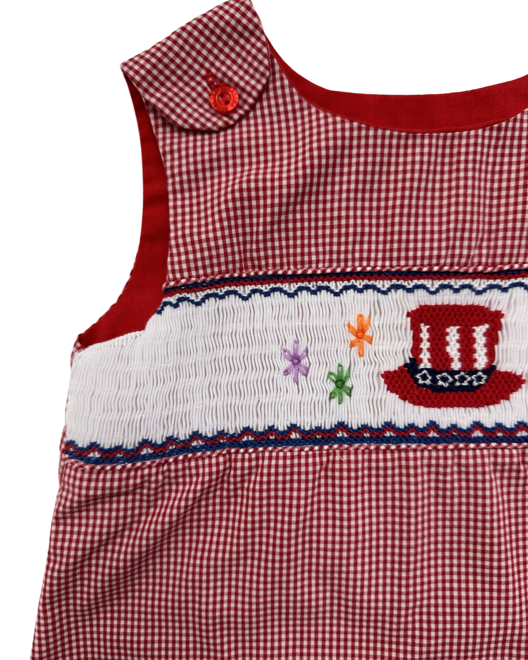 24M Baby Girl Rosalina Red Gingham American Smocked Firework Uncle Sams Hat Dress