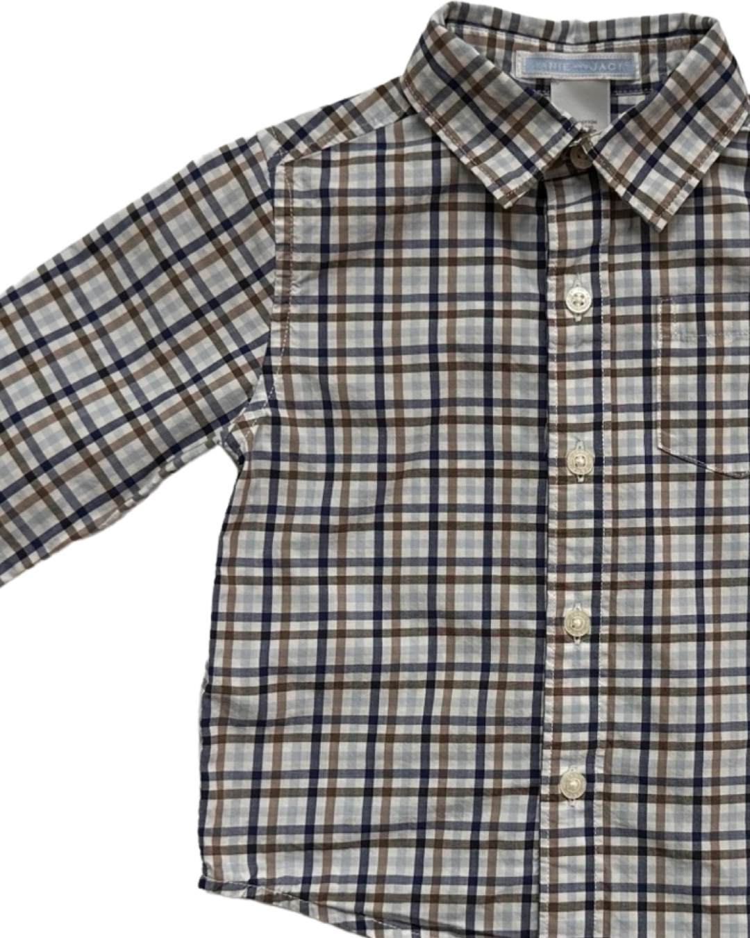 6-12M Baby Boy Janie & Jack Plaid Long Sleeve Button Up Top