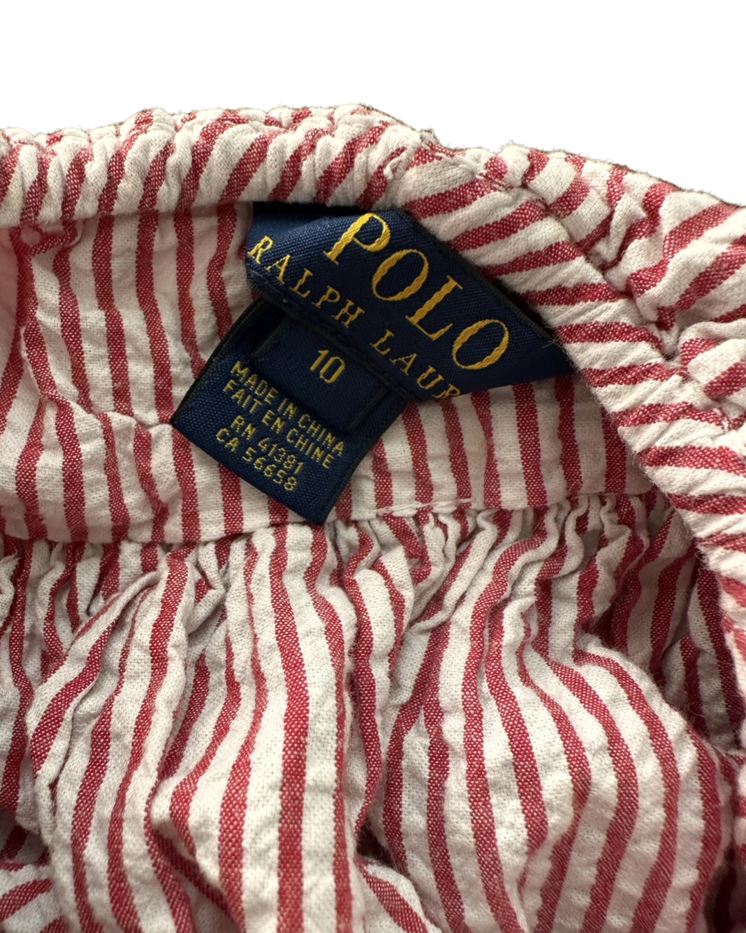 Youth Girls Size 10 Ralph Lauren Polo Red Striped Seersucker Dress