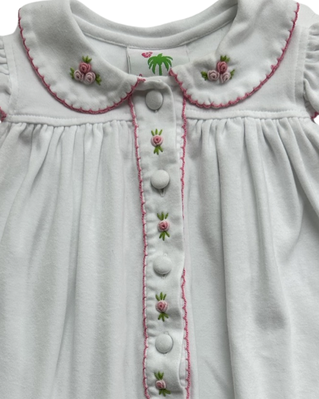 6M Baby Girl Shrimp & Grits White Dress w/ Pink Rosettes