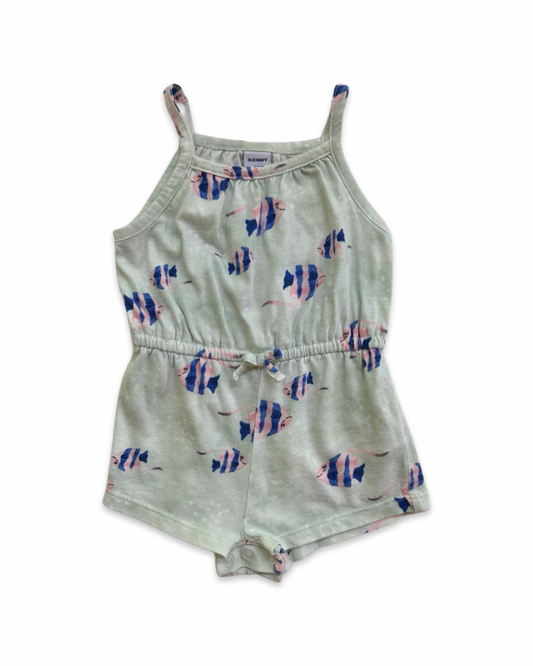 3-6M Baby Girl Old Navy Mint Fish Romper