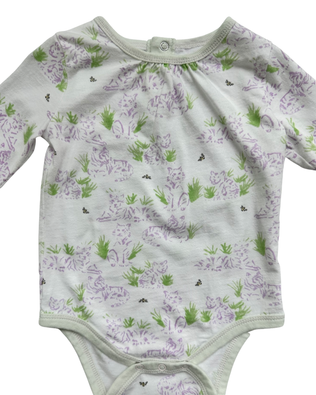 3-6M Baby Girl Burt’s Bees Baby Mint Jogger / Tiger Onesie Set