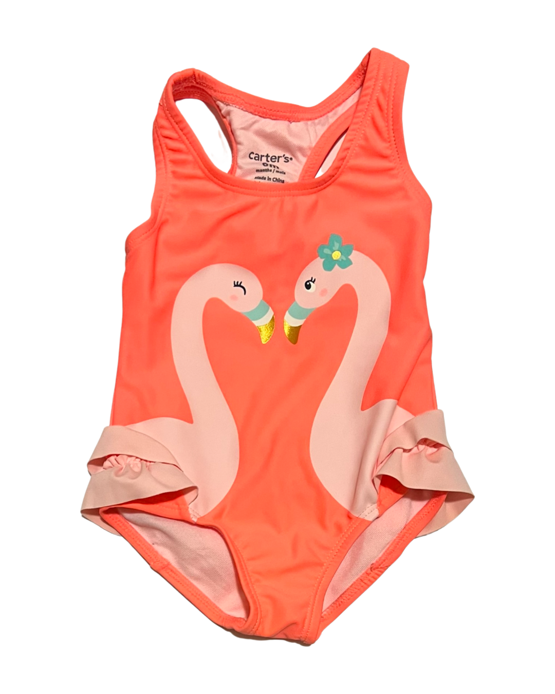 6M Baby Girl Coral Pink Flamingo Carters Swim Suit