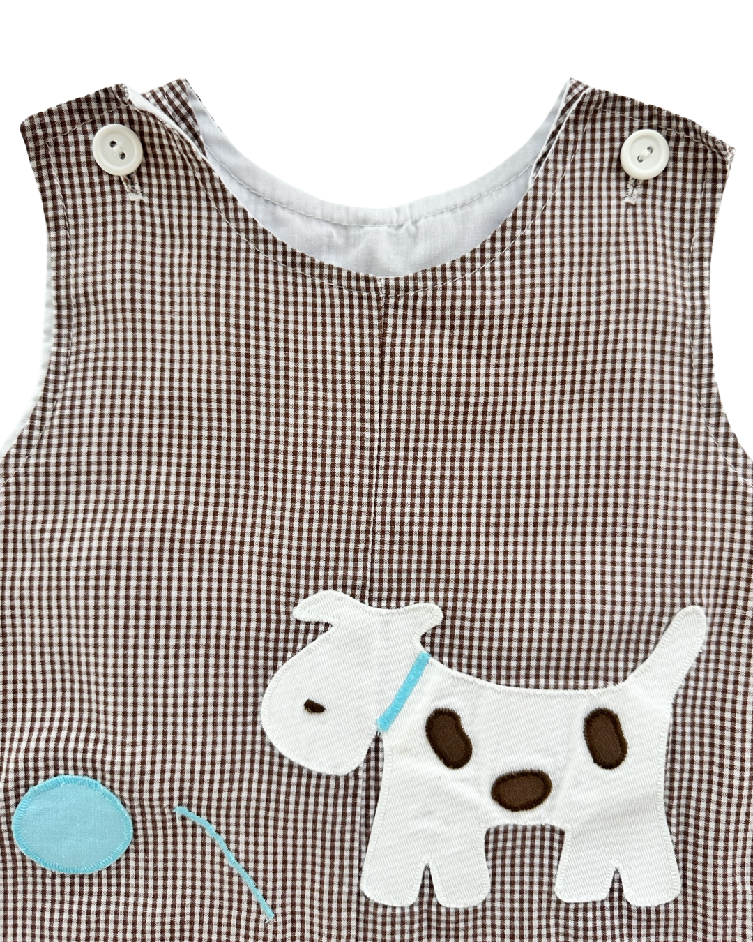 12M-18M Baby Boy Brown Gingham Funtasia Too! Dog Romper
