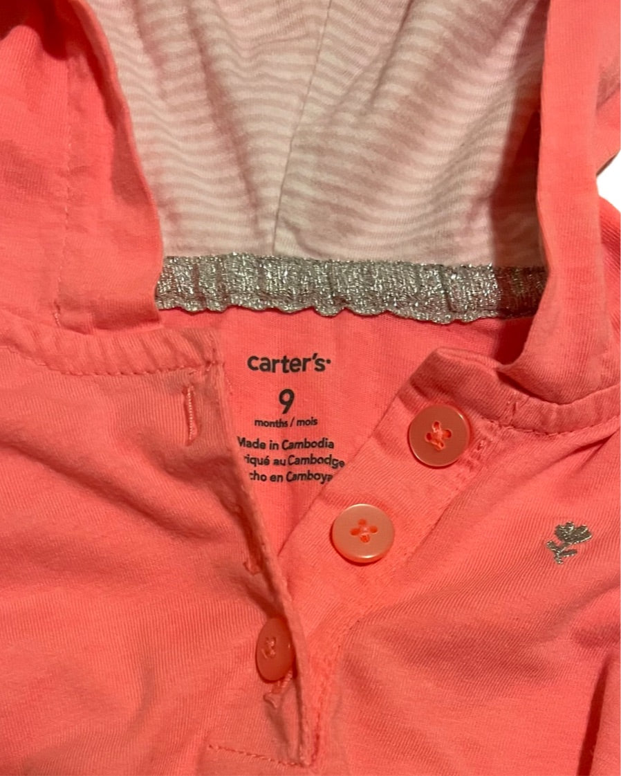 9M Baby Girls Bright Pink Carters Pullover Hoodie Top