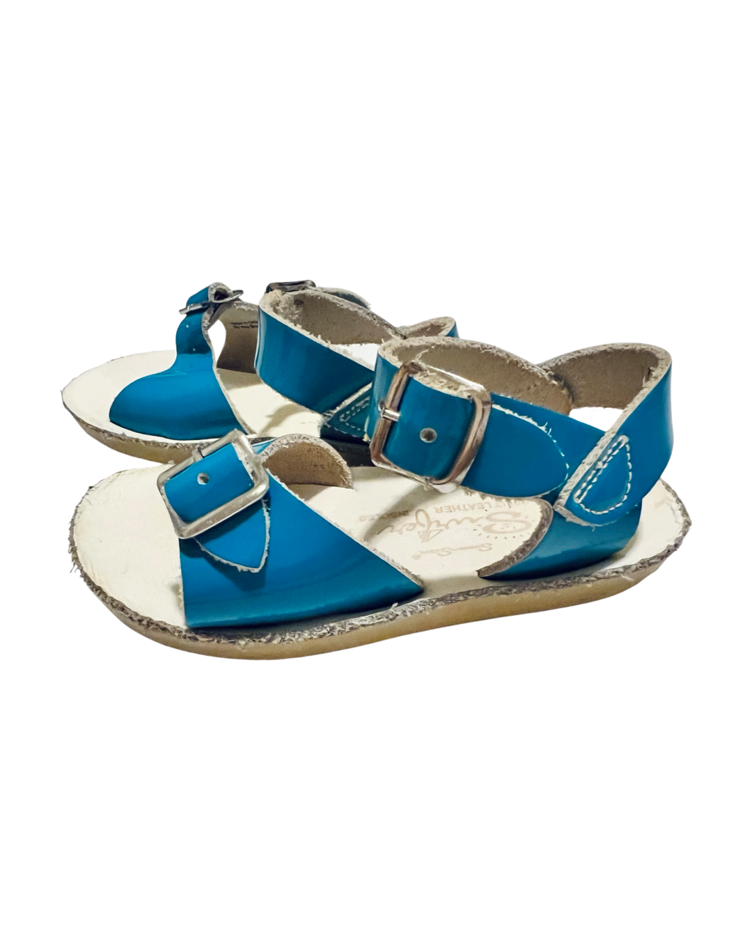 7C Toddler Girl Blue Leather Sun Sans Saltwater Sandals