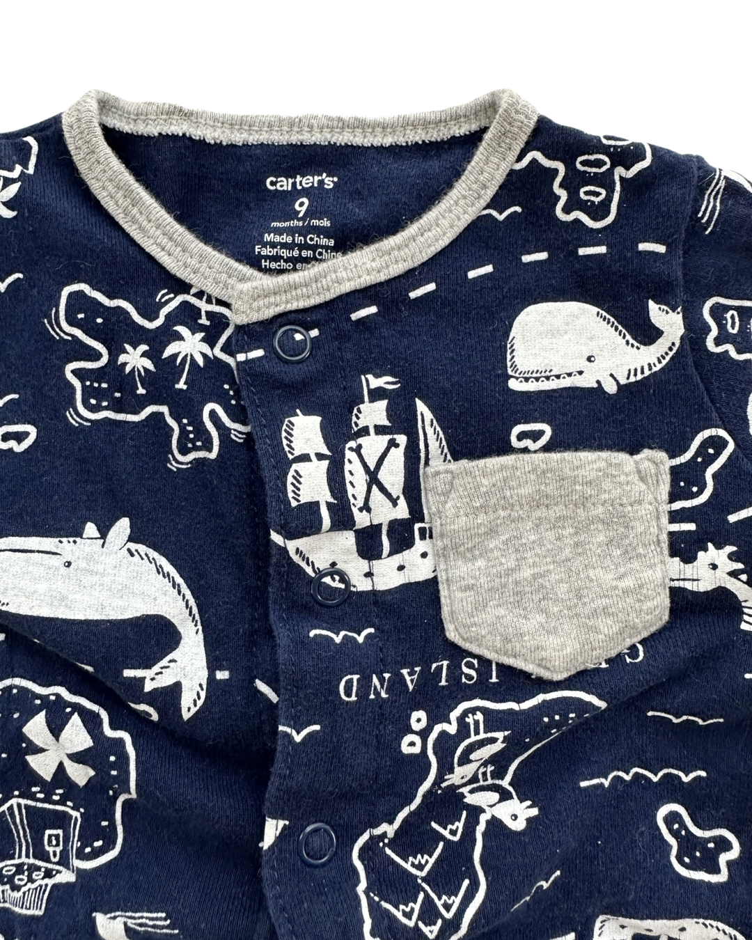 9M Baby Boy Carters Navy Pirate Treasure Map Romper