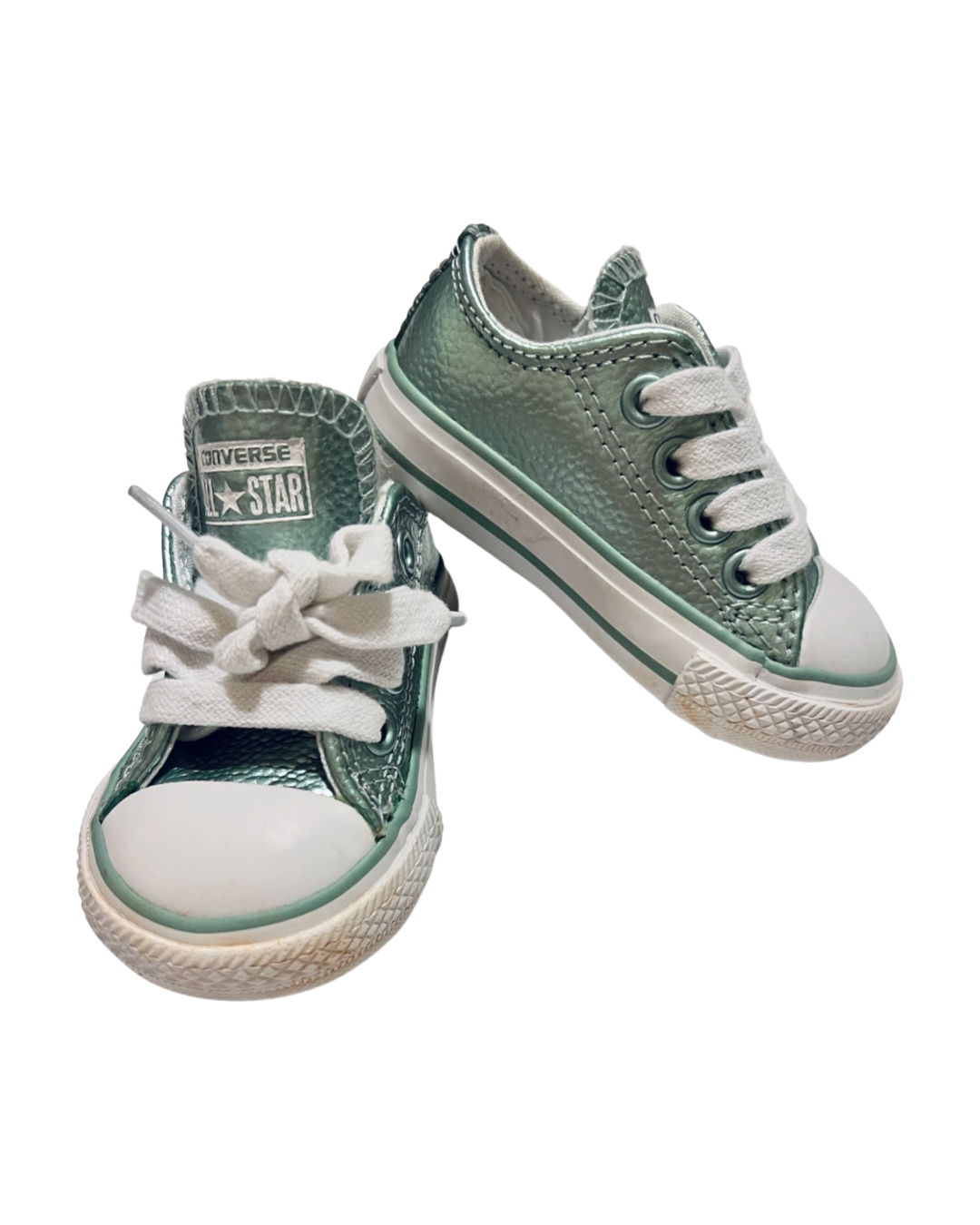 3C Baby Girl Mint Green Leather All Star Converse Chucks