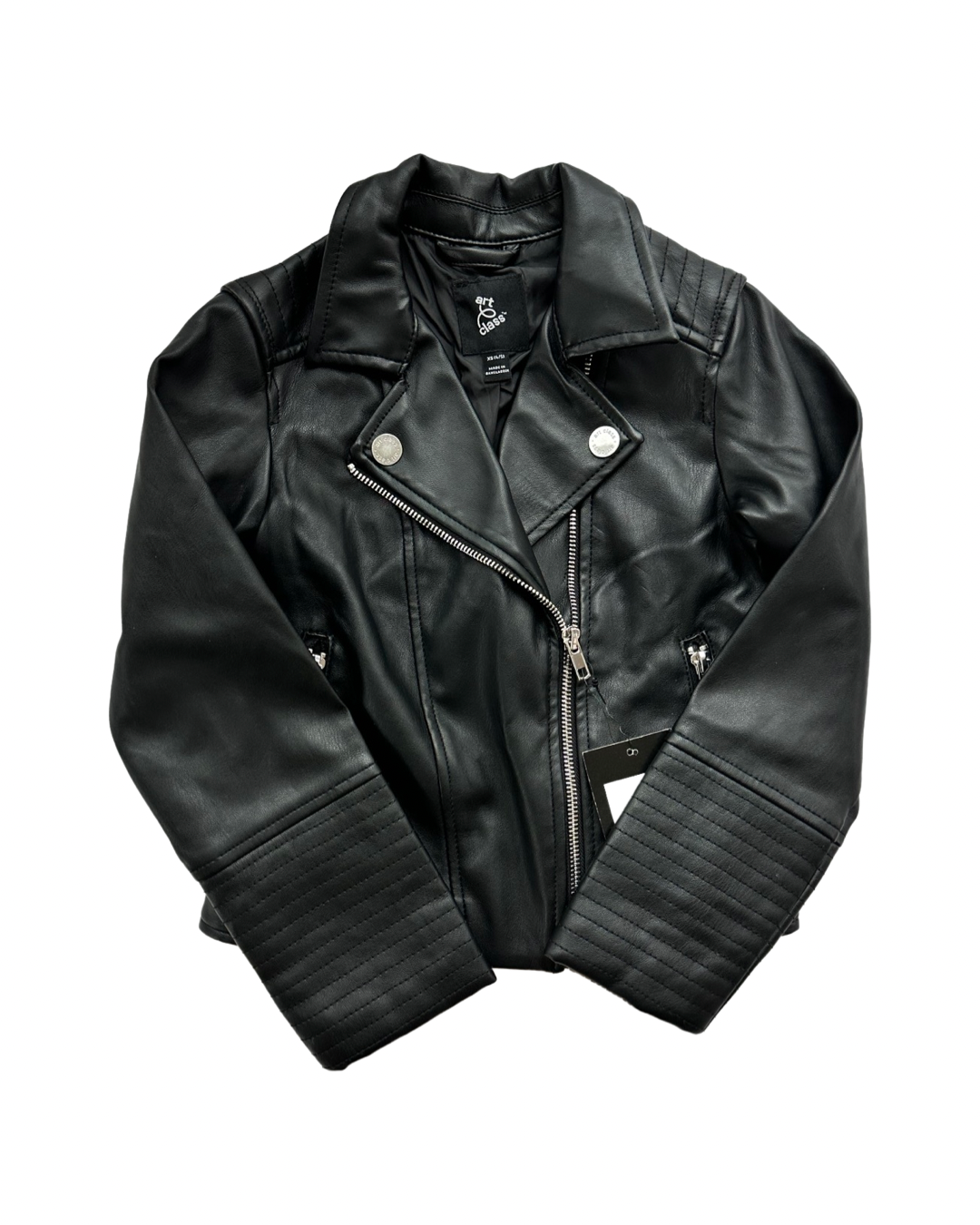 XS (4-5) Toddler Girl XS Black Faux Leather Art Class Motorcycle Jacket NWT