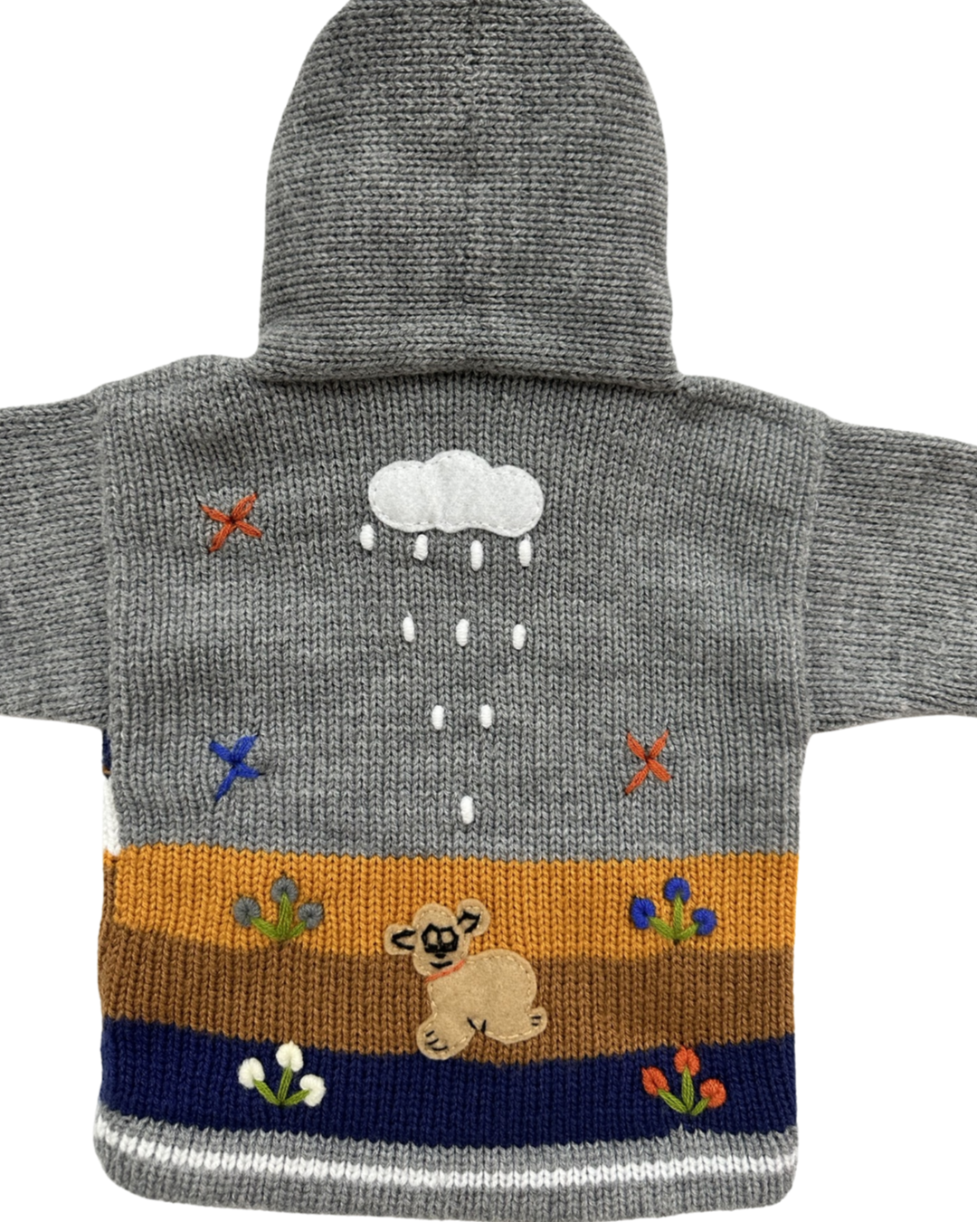 12M-18M Baby Boy Peruvian Embroidered Knit Zip Up Hoodie Sweater Cardigan