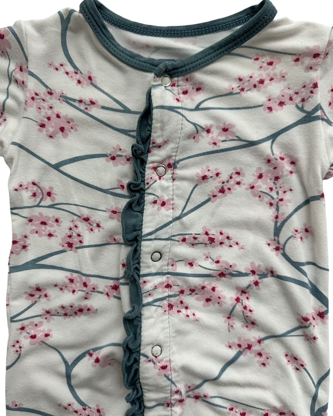 0-3M Baby Girl Kickee Pants Pink Cherry Blossom Floral Covertible Gown / Sleeper