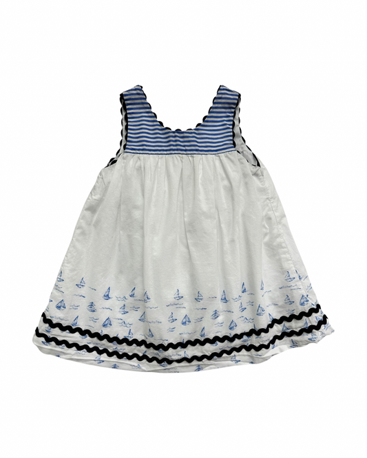 3-6M Baby Girl Dylan & Abby Blue / White Sailboat Dress