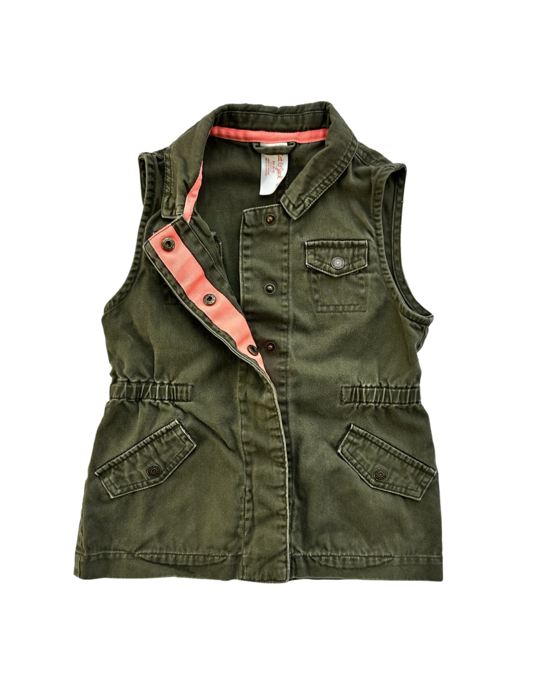 XS (4-5) Toddler Girl Army Green Cat & Jack XS Vest Button Down Green