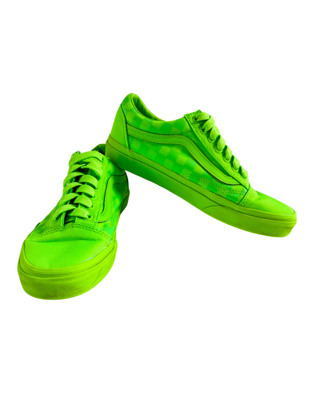 Vans Women Size 8, Men’s 6.5 Old Skool Tonal Checkerboard Skate Shoe - Green Gecko