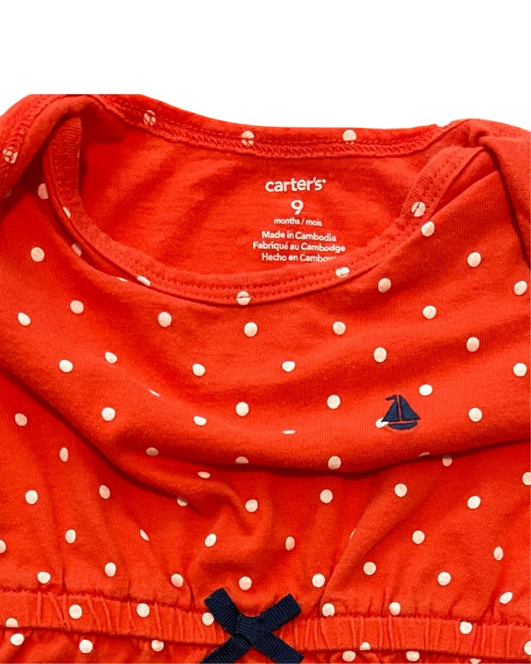 9M Baby Girl Red Carters Polka Dot Sailboat Dress