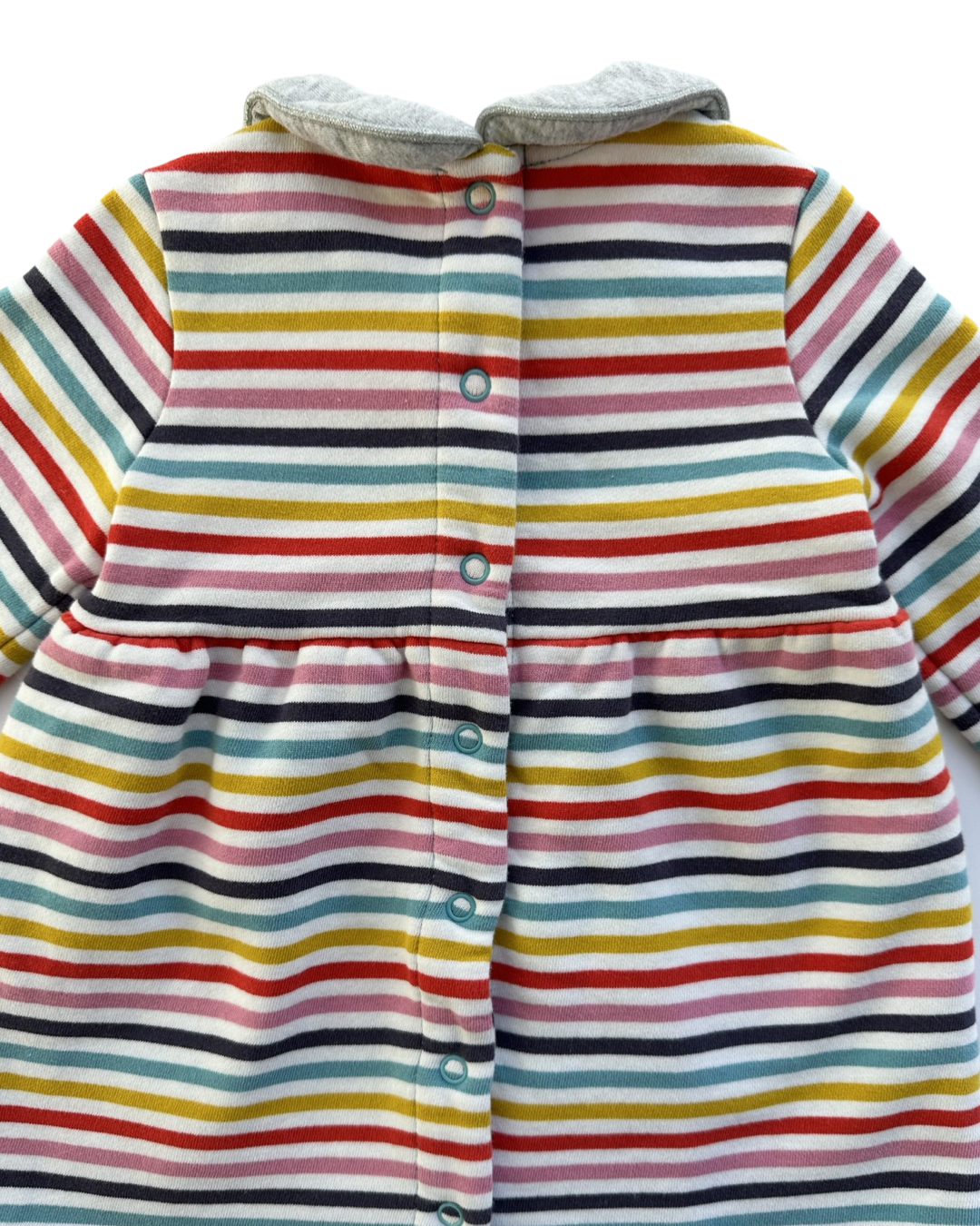 6-12M Baby Girl Baby Boden Colorful Striped Fleece Lined along Sleeve Dress