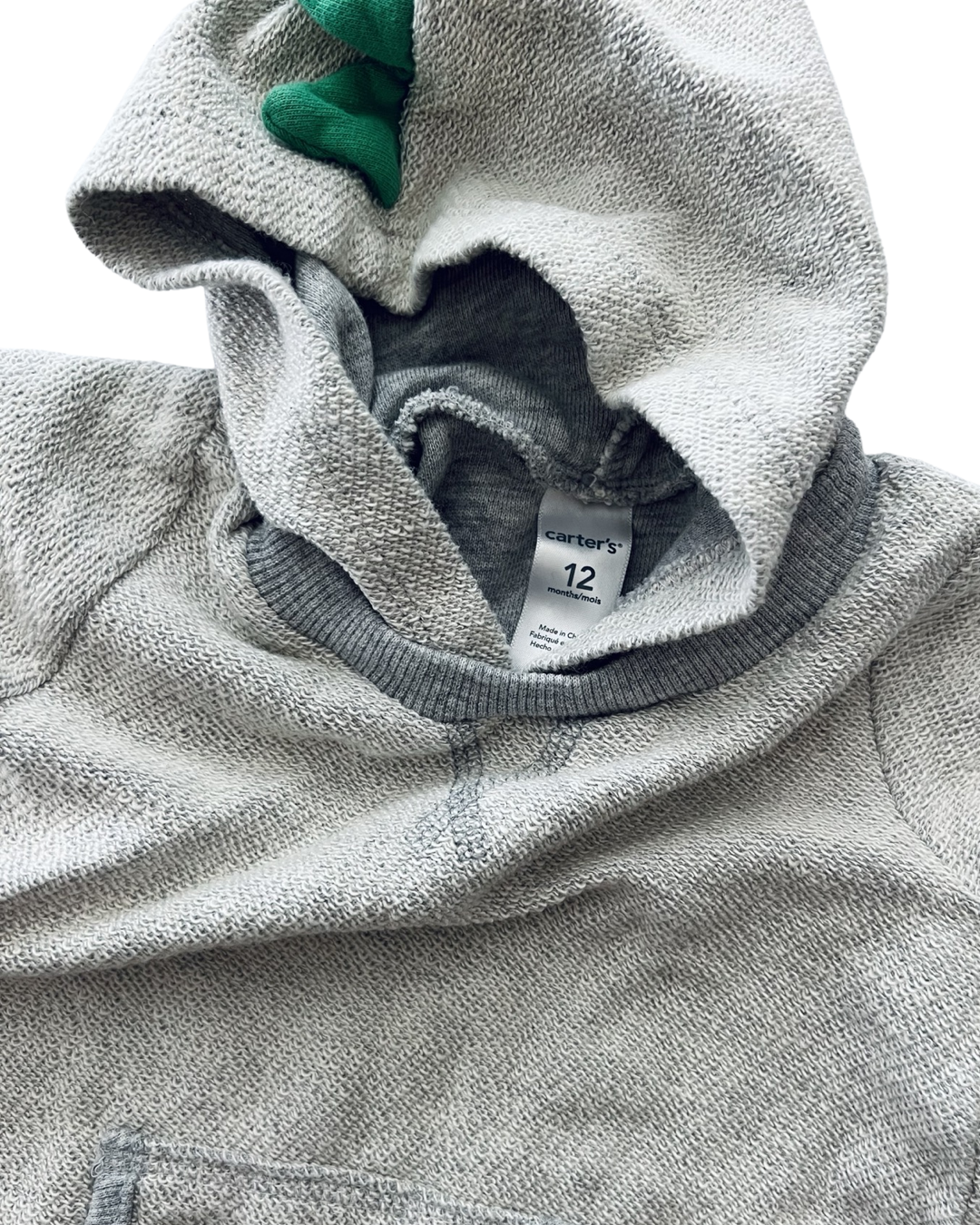 12M Baby Boy Carters Gray Dino Hoodie Romper