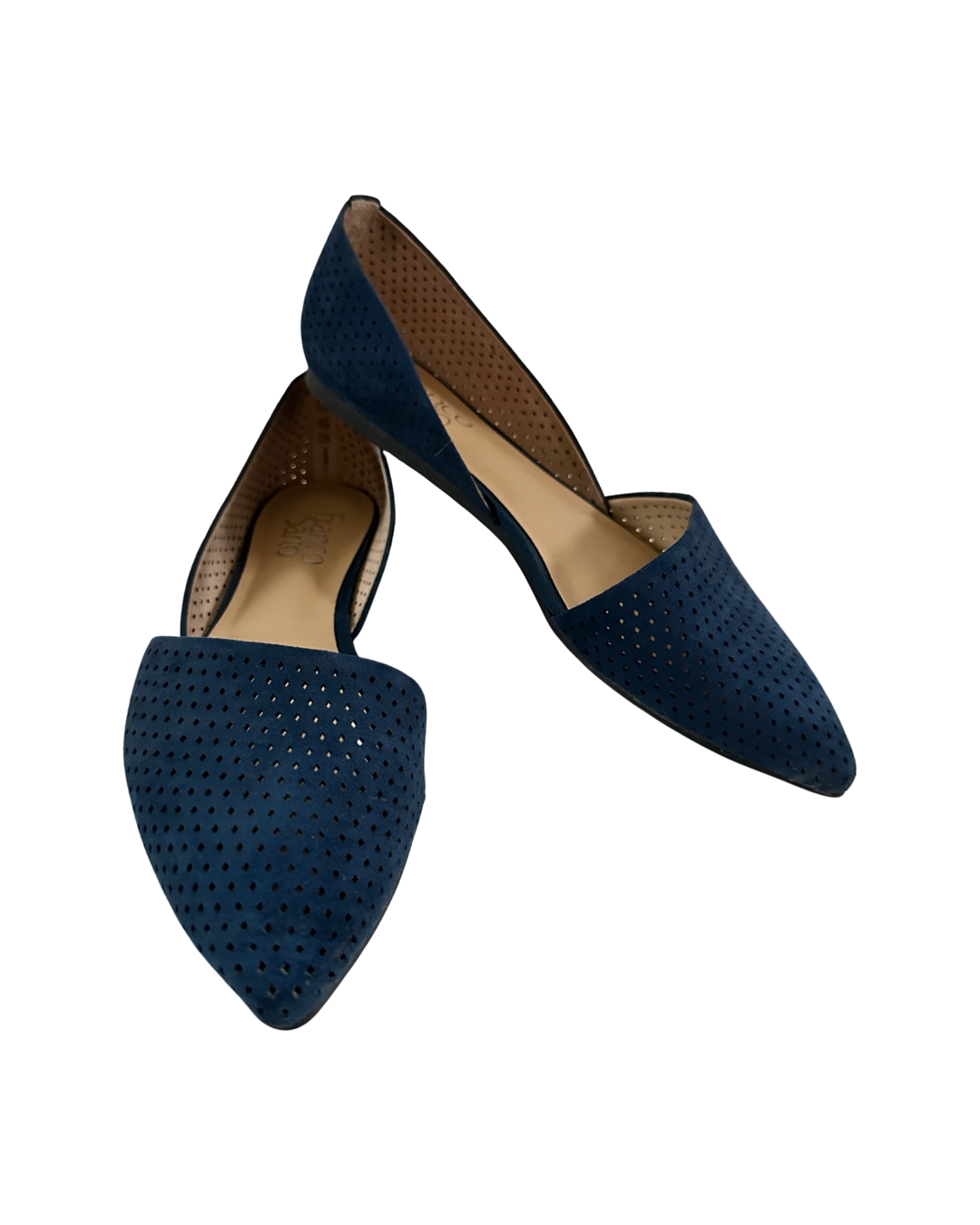 Women’s Size 6.5 Franco Sarto Honey2 Navy Suede Perforated Flats