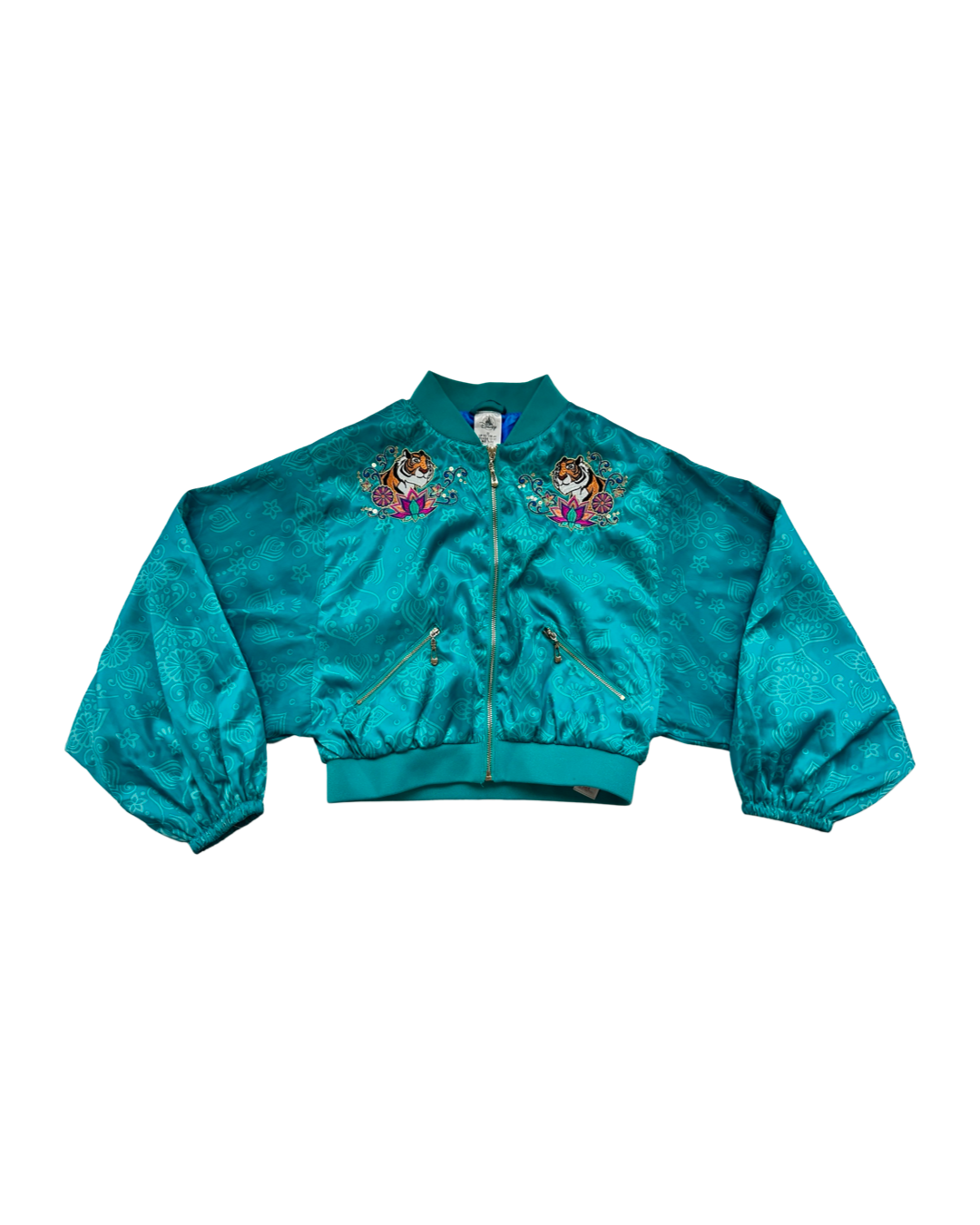 Girls Size 13Y Disney Aladdin / Princess Jasmine Arabian Nights Teal Bomber Jacket
