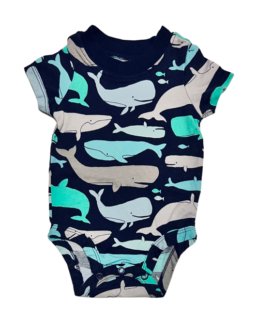 Newborn Baby Boy Navy Carters Whale Onesie