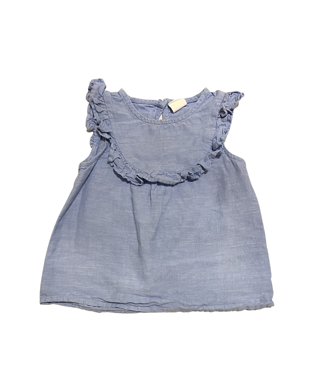 12M-18M Baby Girl H&M Outfit Chambray Top and Black / white Striped Leggings