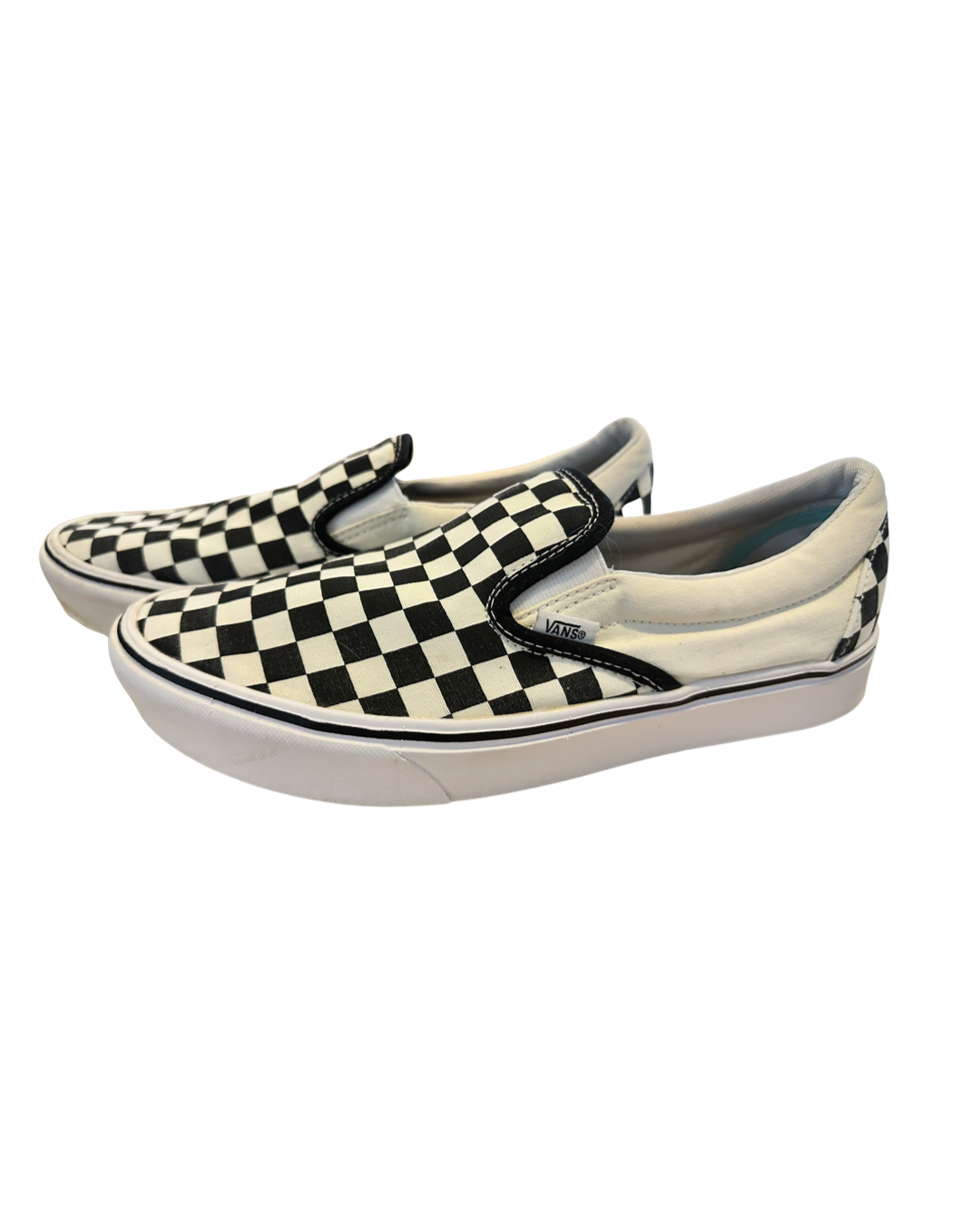 Men’s 9.5 Women’s 11 Black and White Checkered Slip-on Vans