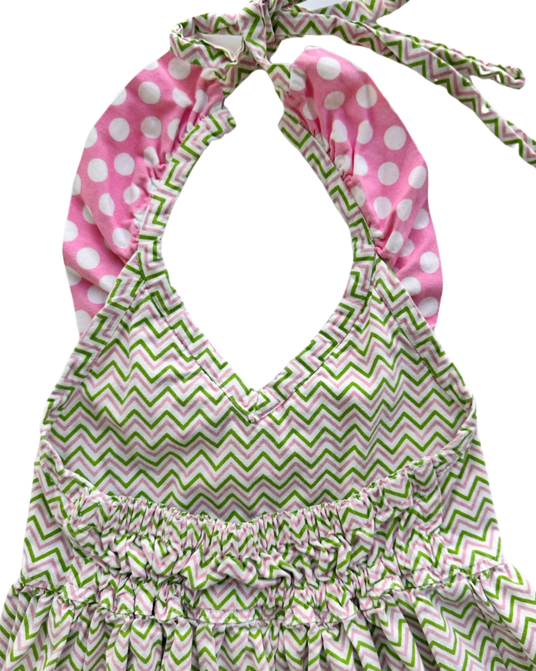 3T Toddler / 4T Toddler Girl Pink & Green Chevron Halter Top Dress