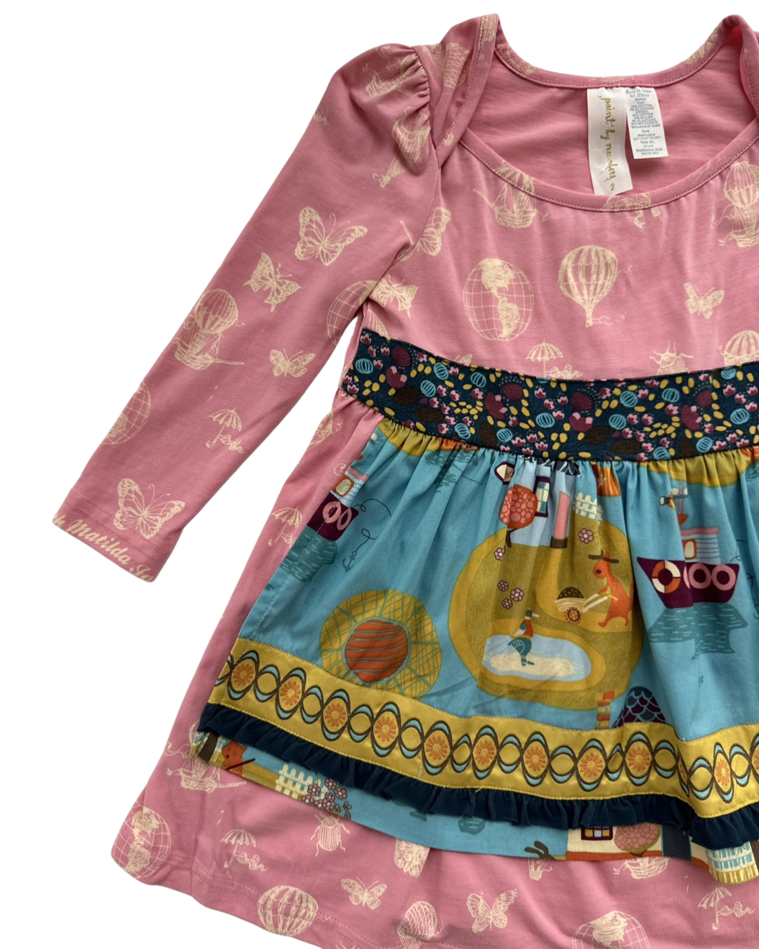 2T Toddler Girl Pink Hot AirBallon Butterfly Matilda Jane Paint By Numbers Dress