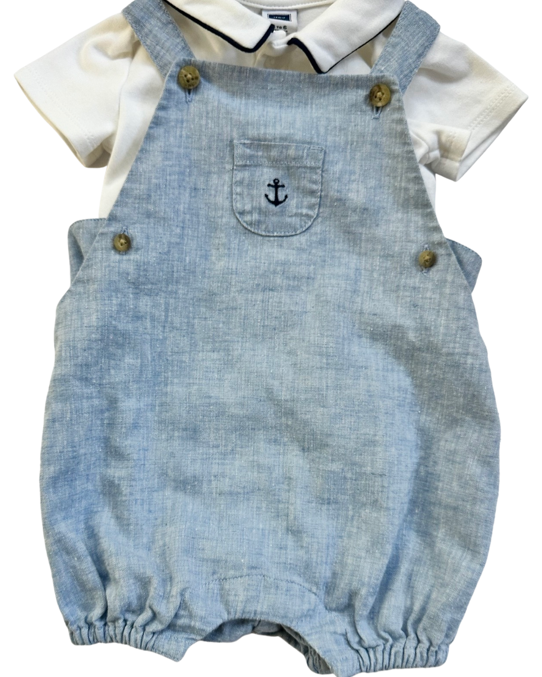 3-6M Baby Boy Janie & Jack 3pc Chambray Bubble Romper Set