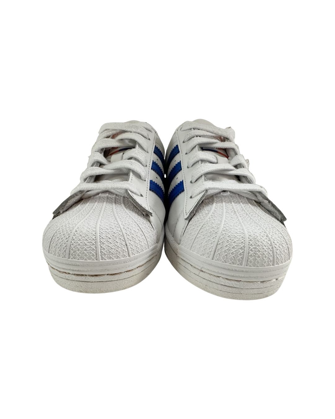 Men’s Size 4 Adidas Superstar Retired Color Orange and Blue Blippi Shell Toe Shoes
