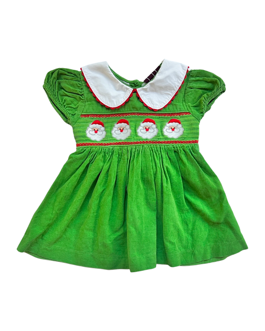 3-6M Baby Girl Lil’ Cactus Smocked Santa Christmas Dress