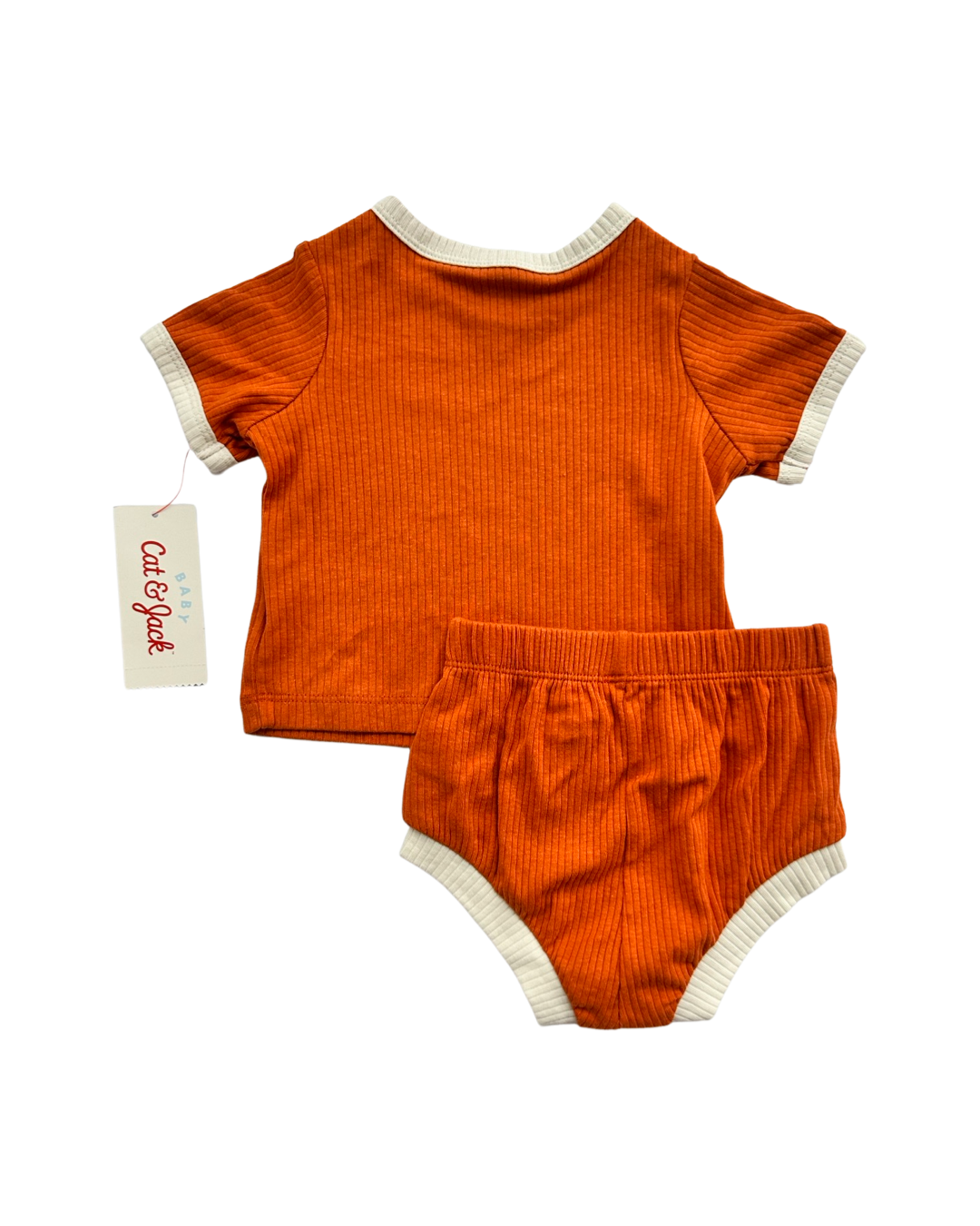 3-6M Baby Girl Cat & Jack Pumpkin Spice Shorts and Top Outfit