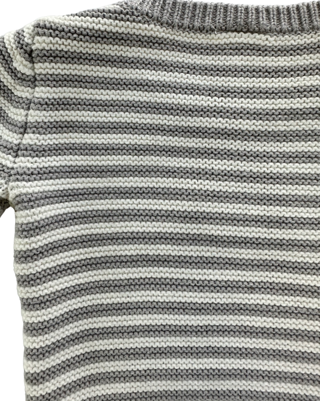 6M Baby Boy Carters Gray / White Striped Knit Sweater Outfit w/ Elephant Design