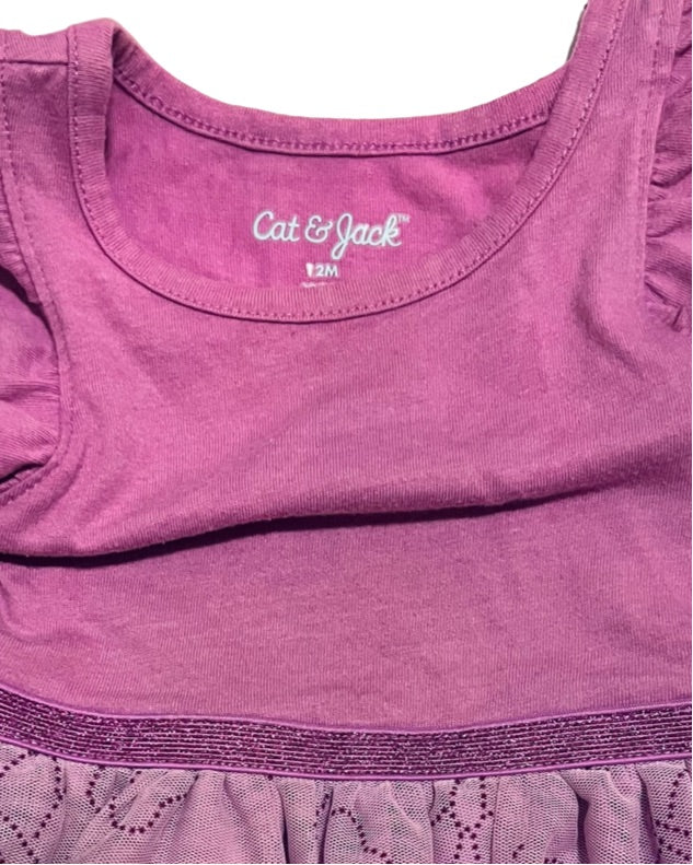 12M Baby Girl Purple Cat & Jack Butterfly Tulle Dress