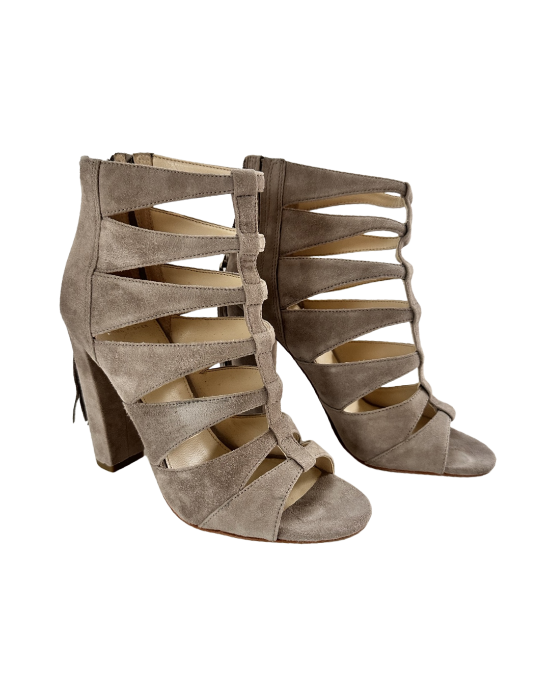 Women’s Size 6M Leather Marc Fisher Neutral Caged Hindera Pumps Heels shoes